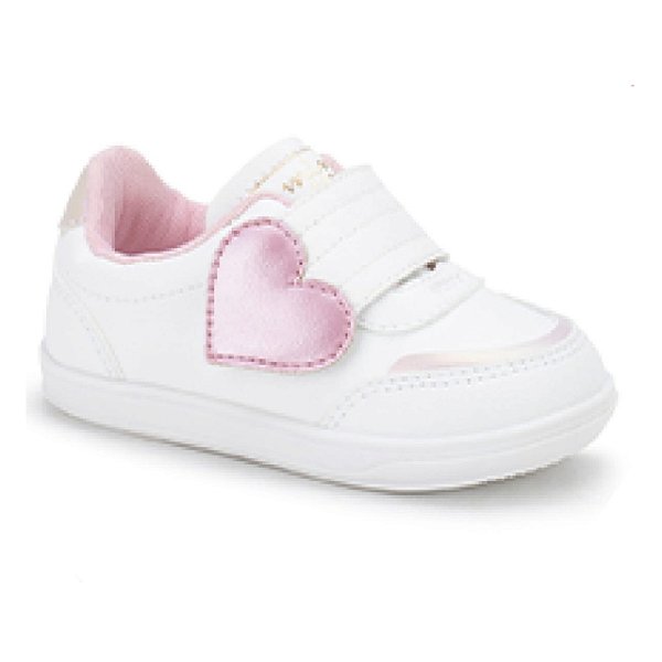 Tênis Infantil Menina Mini Sua Cia Coração- Branco/ Rosa Ballet
