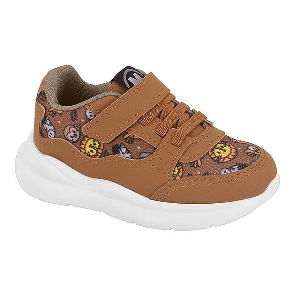 Tênis Infantil Menino Molekinho Animais- Multi Caramelo/ Caramelo