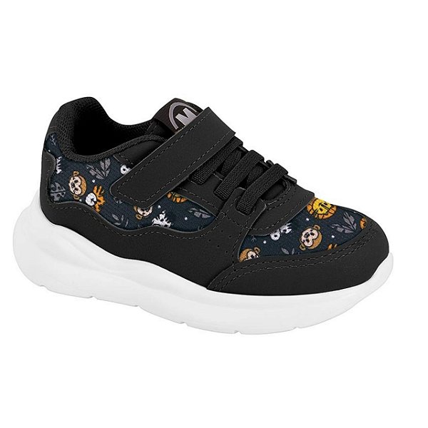 Tênis Infantil Menino Molekinho Animais-Multi Grafite/ Preto