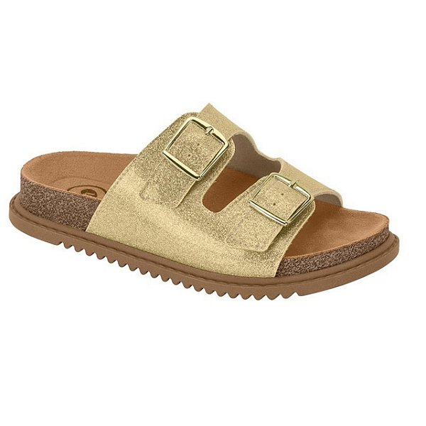 Rasteirinha Infantil Menina Molekinha Verniz London- Dourado