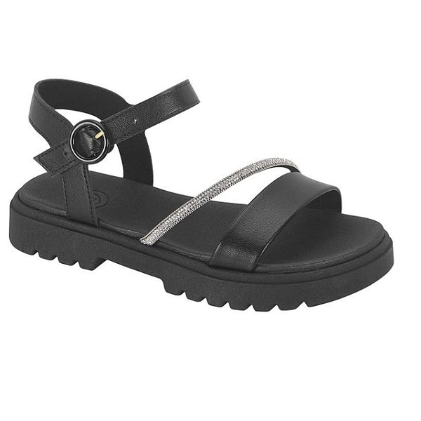 Sandália Infantil Menina Molekinha Turim Florença Strass- Preto/ Cristal