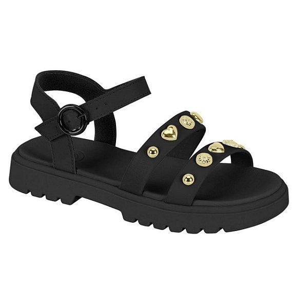 Sandália Infantil Menina Molekinha Napa Turim- Preto/Preto