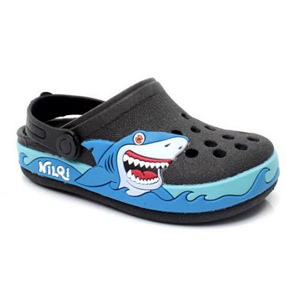 Babuche Infantil Menino Tubarão Nilqi- Preto