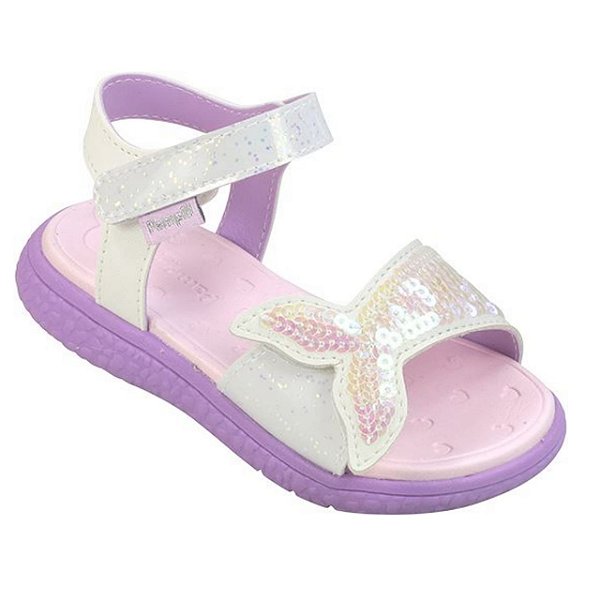Sandália Infantil Menina Pampili Bia- Branco/ Lilás
