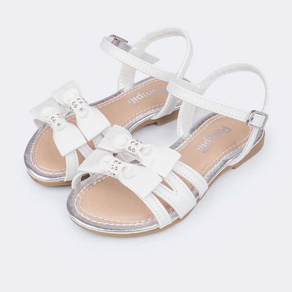 Sandália Infantil Menina Pampili Cherrie- Branco
