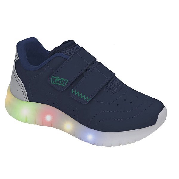 Tênis Infantil Kidy Led Fun- Marinho/ Cinza