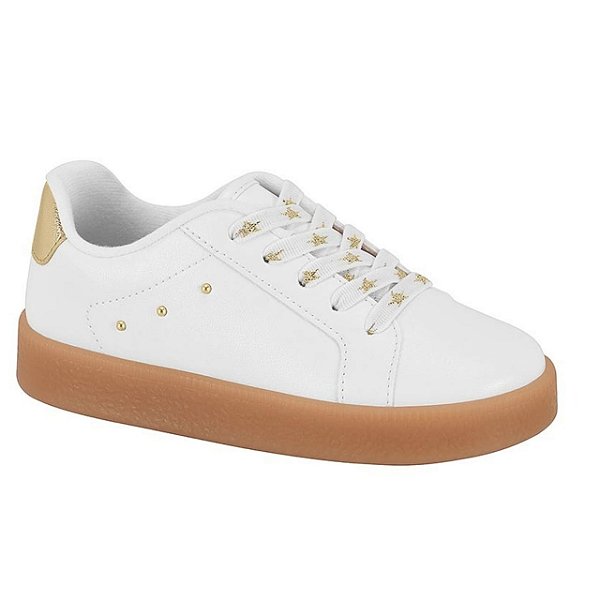 Tênis Infantil Menina Molekinha Turim Brilho Itália- Branco/ Dourado
