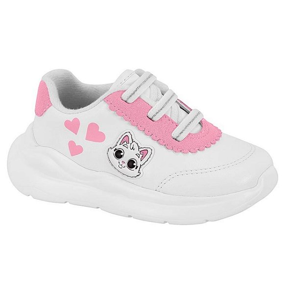 Tênis Infantil Menina Molekinha Estelar- Branco/ Glitter Rosa
