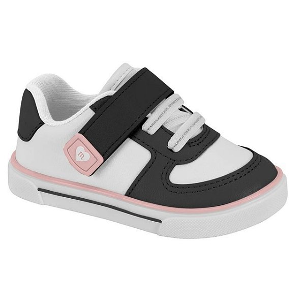 Tênis Infantil Menina Molekinha Turim- Branco/ Preto/ Rosa