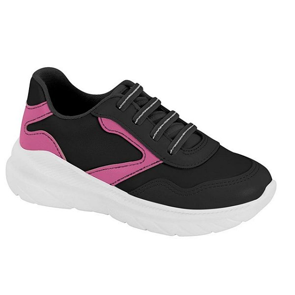 Tênis Infantil Menina Molekinha Napa Turim- Preto/ Rosa