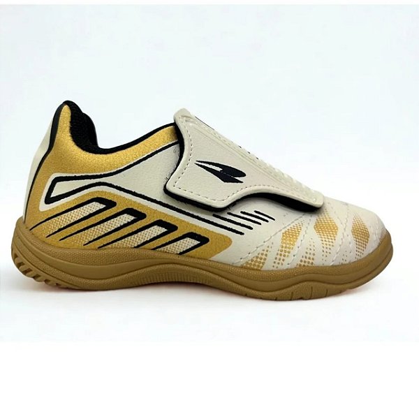 Chuteira Infantil Futsal Dray- Creme/ Ouro