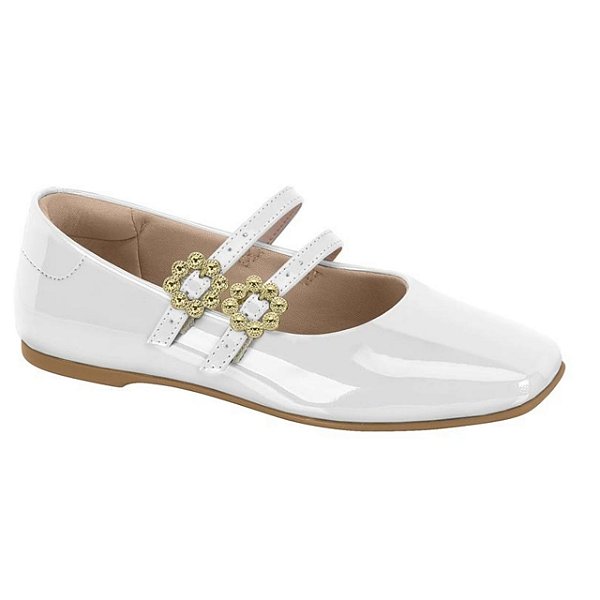 Sapatilha Infantil Menina Molekinha Verniz Premium- Branco/ Branco