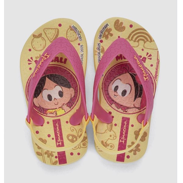 Chinelo Infantil Menina Ipanema Turma Da Mônica- Amarelo/ Rosa