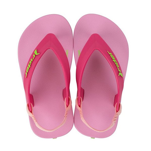Chinelo Infantil Menina Rider Feel Dedo Baby- Rosa/ Verde