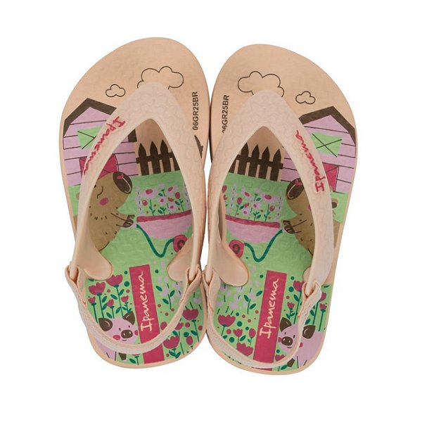 Chinelo Infantil Menina Ipanema Baby Capivara- Bege/ Verde