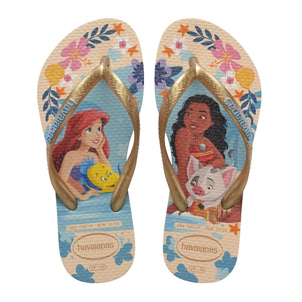 Chinelo Infantil Menina Havaianas Slim Princess- Bege Palha