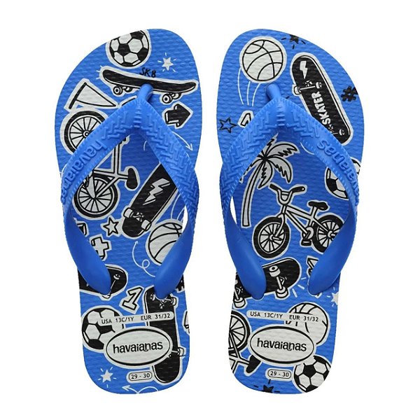 Chinelo Infantil Menino Havaianas Athetic- Branco/ Azul