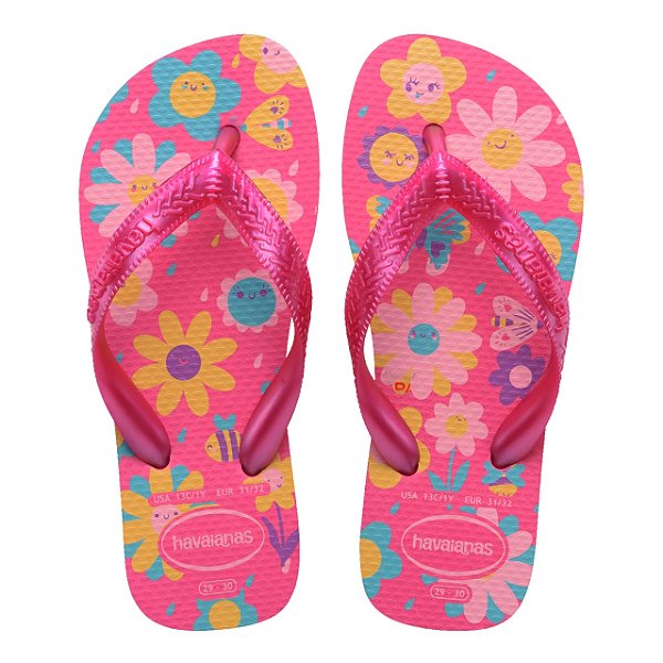 Chinelo Infantil Menina Havaianas Kids Flores- Pink