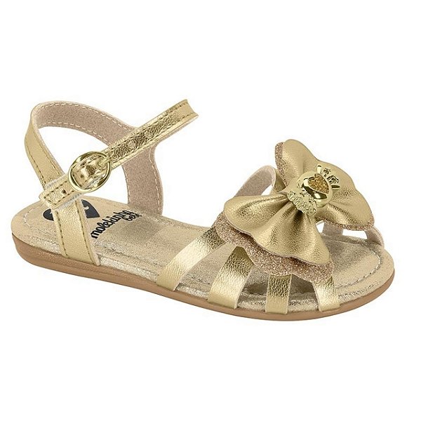 Sandália Infantil Menina Molekinha Brilho Itália- Dourado