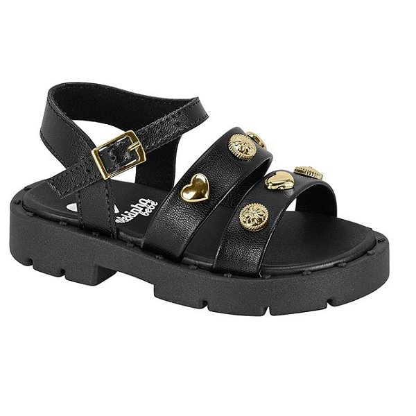 Sandália Infantil Menina Molekinha Turim Baby- Preto/ Preto