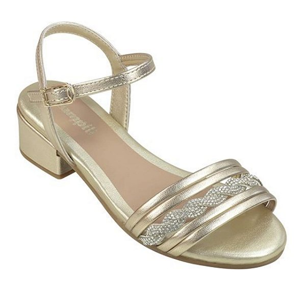 Sandália Infantil Menina Pampili Fancy Salto- Dourado