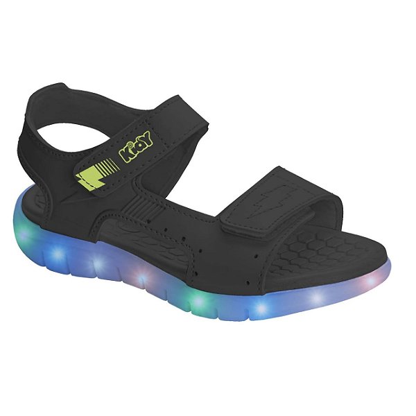 Sandália Infantil Menino Kidy Wave Led- Preto/ Azul