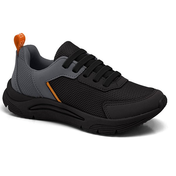 Tênis Infantil Menino Klin New Sport- Preto/ Grafite/ Laranja