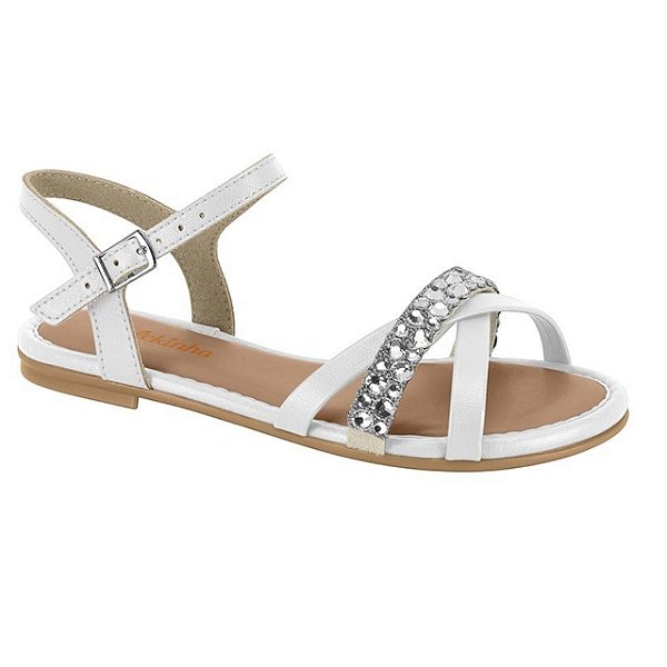 Sandália Infantil Menina Molekinha Turim Flex- Branco/ Branco OFF