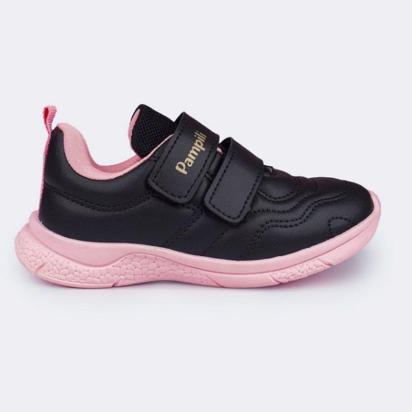 Tênis Infantil Menina Pampili Mini Soft- Preto/ Rosa