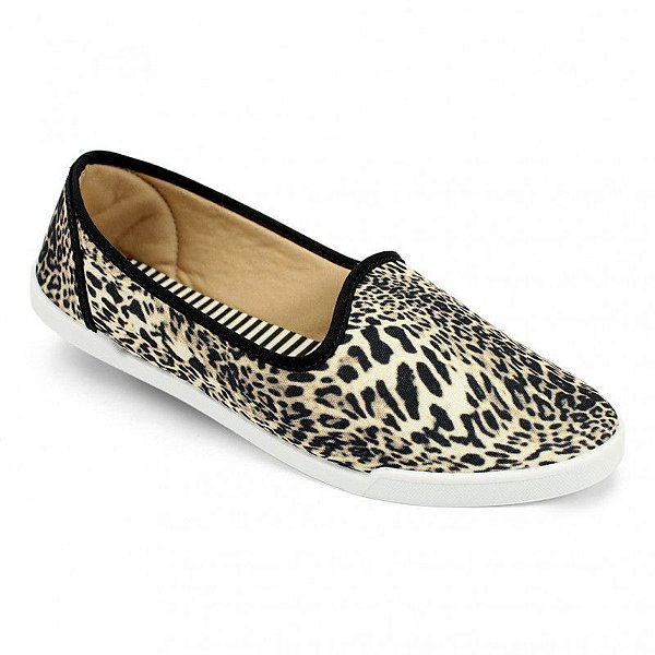 Sapatilha Moleca Tecido Jaguar - Multi Bege
