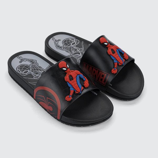 Chinelo Infantil Menino Slide Marvel Dash- Preto/ Vermelho