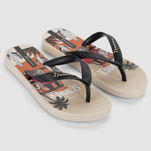 Chinelo Infantil Menino Ipanema Temas- Bege/ Preto