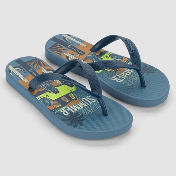 Chinelo Infantil Menino Ipanema Temas- Azul/ Bege