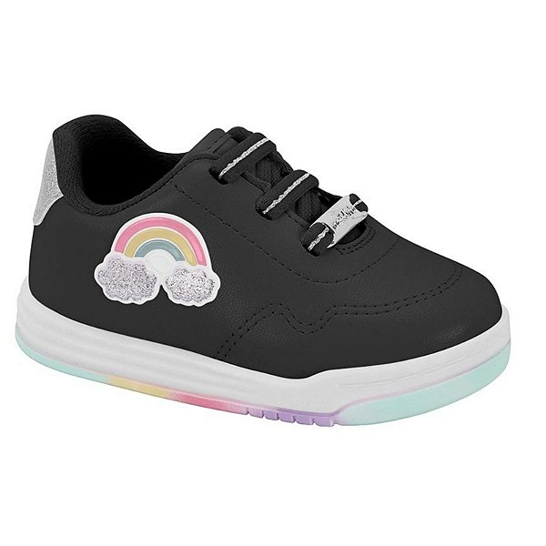 Tênis Infantil Menina Turim- Preto/ Prata