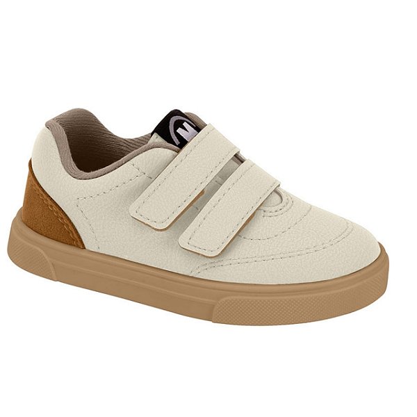 Tênis Infantil Menino Molekinho Velcro Neo - Branco OFF/ Caramelo