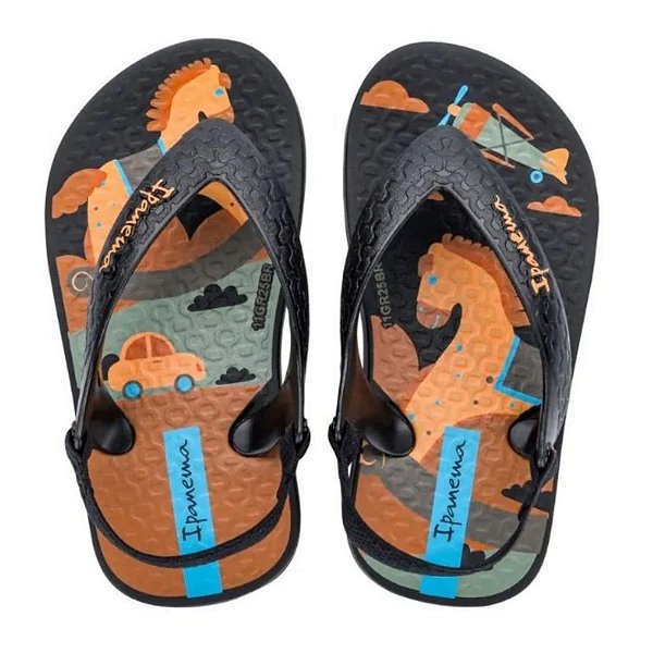 Chinelo Infantil Menino Ipanema Baby- Preto/ Laranja