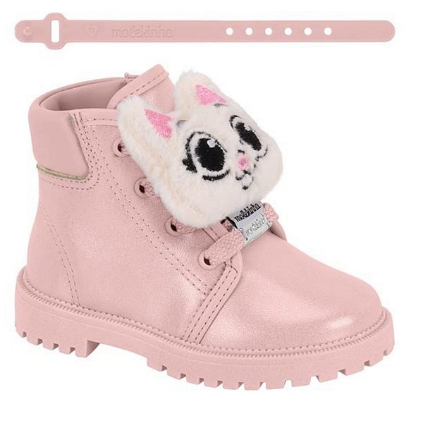 Bota Coturno Infantil Molekinha Brilho Paris Gliter- Rosa