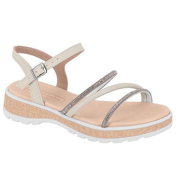 Sandália Infantil Menina Turim- Branco/ Cristal/ Creme