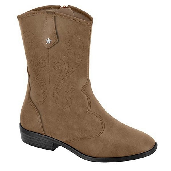 Bota Infantil Menina Molekinha Texana Napa Veluna- Castanho