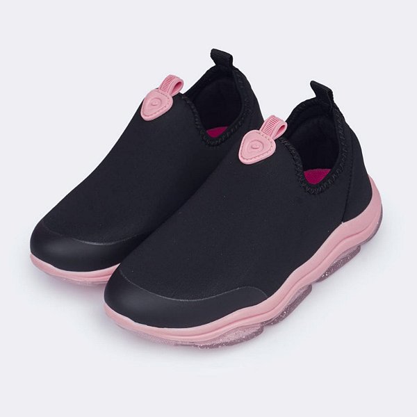 Tênis Infantil Menina Pampili Zippy- Preto/ Rosa