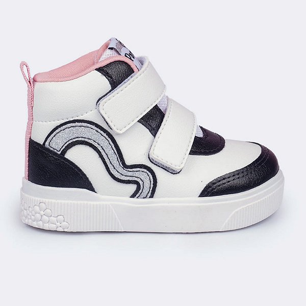 Tênis Infantil Menina Pampili Yumi- Branco/ Preto