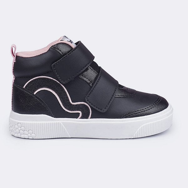 Tênis Infantil Menina Pampili Yumi- Preto/ Rosa Glace