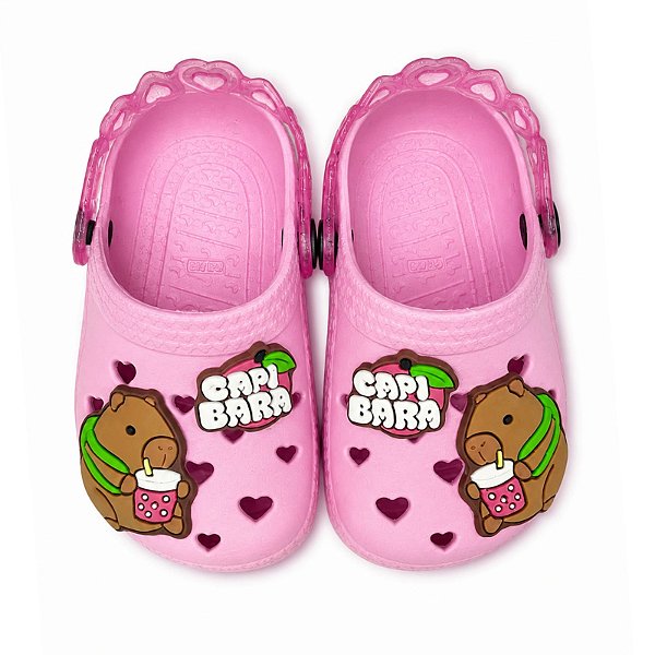 Babuche Infantil Menina Lua e Lua Capivara- Rosa Cristal