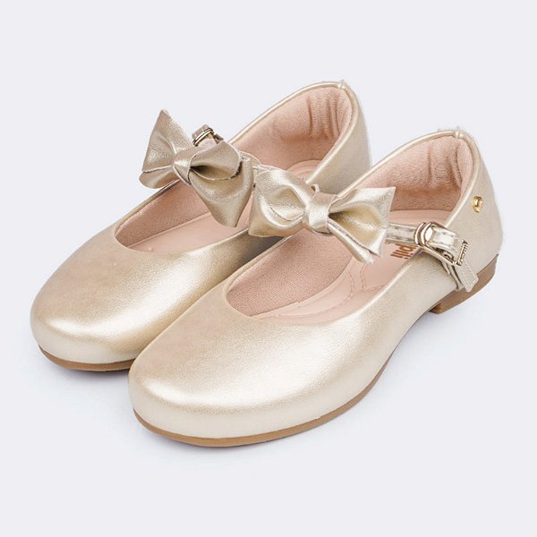 Sapatilha Infantil Menina Pampili Angel Laço- Dourado