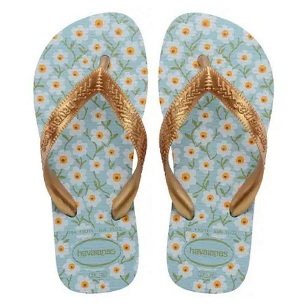 Chinelo Infantil Menina Havaianas Kids Flores- Azul Maceio