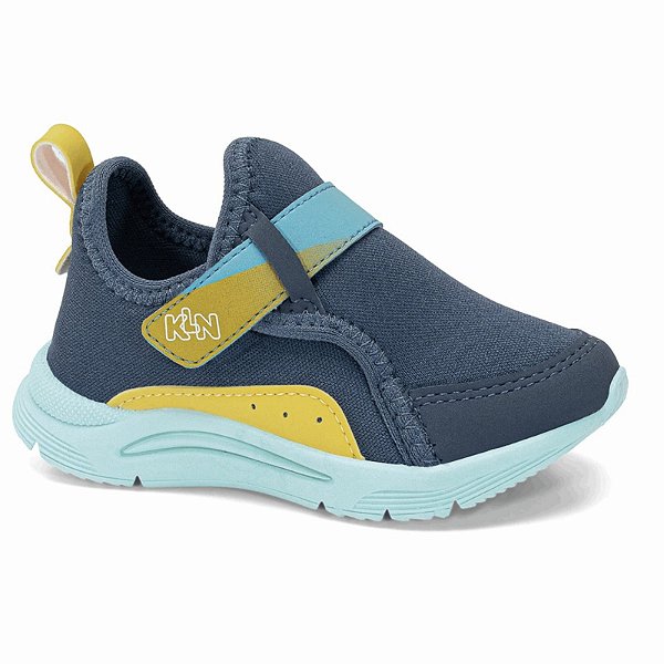 Tênis Infantil Menino Klin New Sport- Chumbo/ Azul/ Amarelo