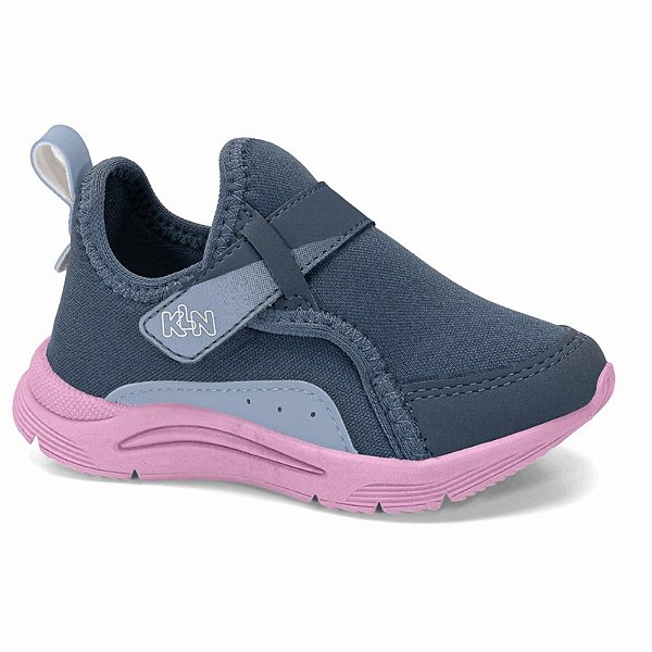 Tênis Infantil Menina Klin New Sport Mini- Chumbo/ Azul/ Rosa