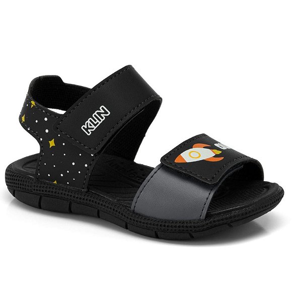 Sandália Infantil Menino Klin Tic Tac- Preto/ Preto