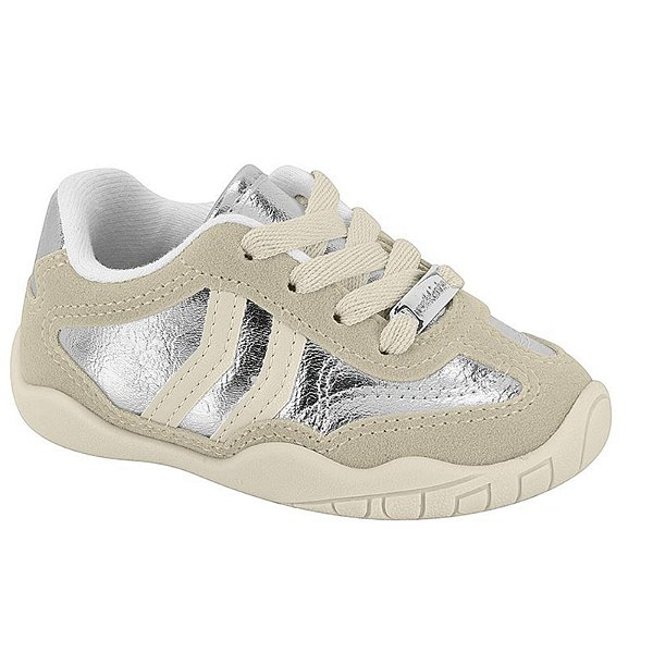 Tênis Infantil Menina Molekinha Metalizado Nancy- Prata/ Branco OFF