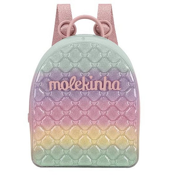 Mochila Infantil Menina Molekinha Lurex- Cristal/ Prata/ Multi Lilás